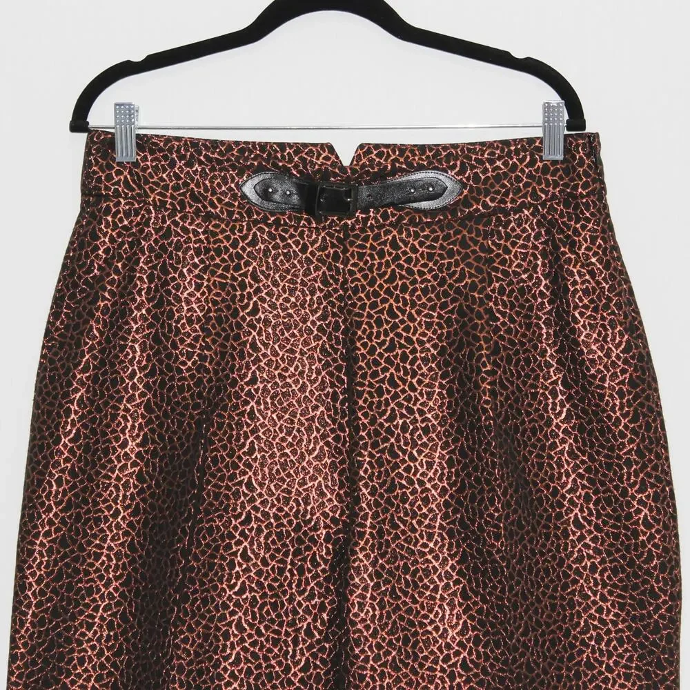 YARGICI Golden Brown Wide Leg Trouser Belt Detail Size 12